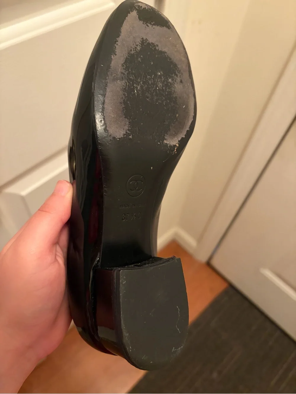 Authentic Chanel Mary Jane Pumps in excellent pre-owned condition.